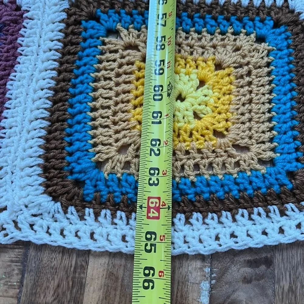 Handmade Crochet Granny Square Blanket 52 x 65
